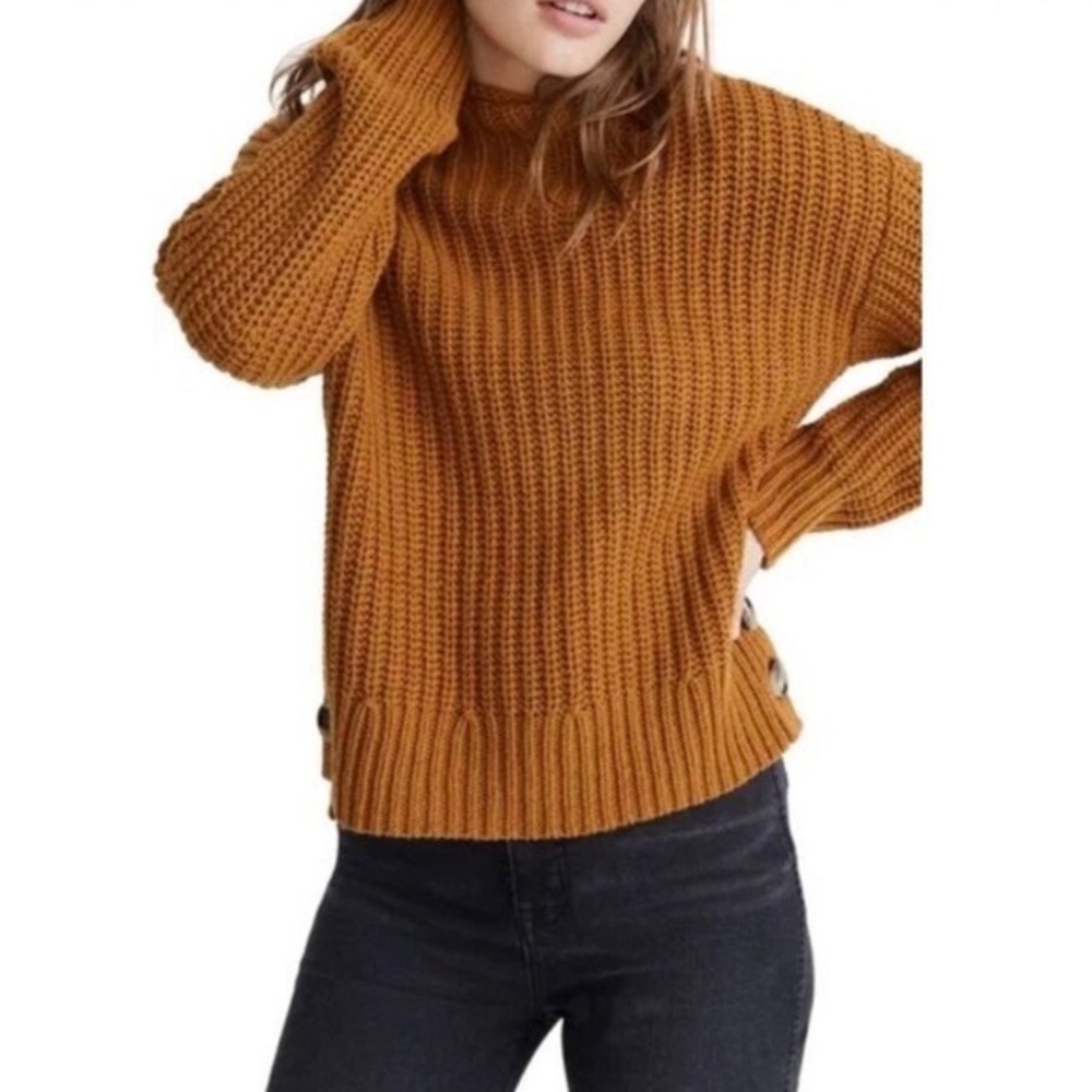 MADEWELL Mockneck Side Button Pullover Sweater